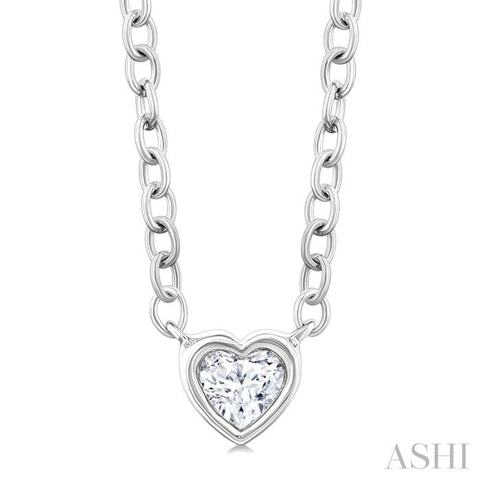 Heart Shape Bezel Set Petite Diamond Fashion Pendant