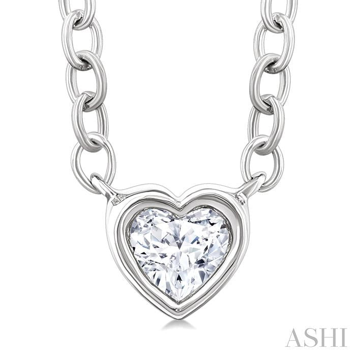 Heart Shape Bezel Set Petite Diamond Fashion Pendant