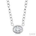 Oval Shape East-West Bezel Set Petite Diamond Fashion Pendant
