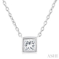 Princess Shape Bezel Set Petite Diamond Fashion Pendant