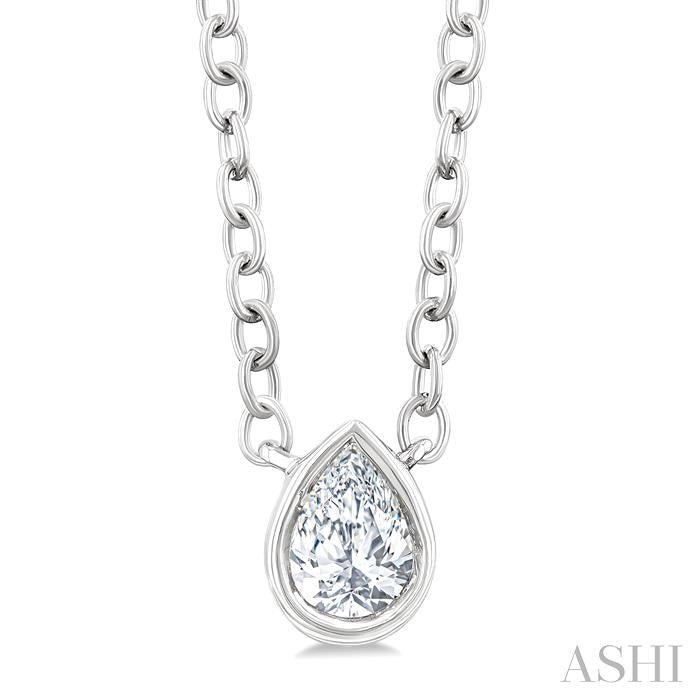 Pear Shape Bezel Set Petite Diamond Fashion Pendant