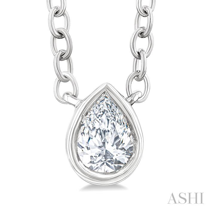 Pear Shape Bezel Set Petite Diamond Fashion Pendant