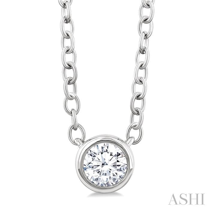 Round Shape Bezel Set Petite Diamond Fashion Pendant