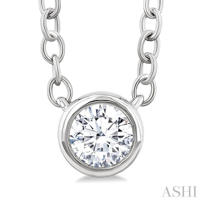 Round Shape Bezel Set Petite Diamond Fashion Pendant