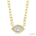 Marquise Shape East-West Bezel Set Petite Diamond Fashion Pendant