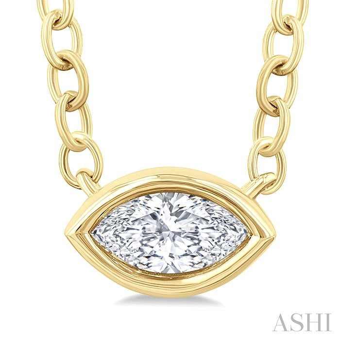 Marquise Shape East-West Bezel Set Petite Diamond Fashion Pendant