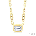 Emerald Shape East-West Bezel Set Petite Diamond Fashion Pendant