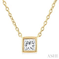 Princess Shape Bezel Set Petite Diamond Fashion Pendant