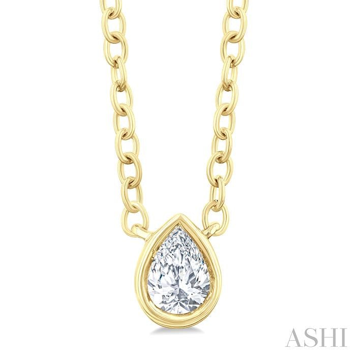 Pear Shape Bezel Set Petite Diamond Fashion Pendant