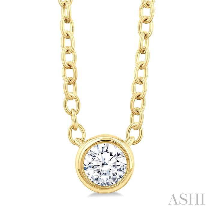Round Shape Bezel Set Petite Diamond Fashion Pendant