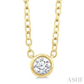 Round Shape Bezel Set Petite Diamond Fashion Pendant