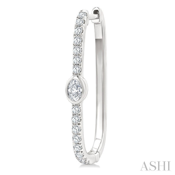 Oval Shape Diamond Fashion Hoop Earrings