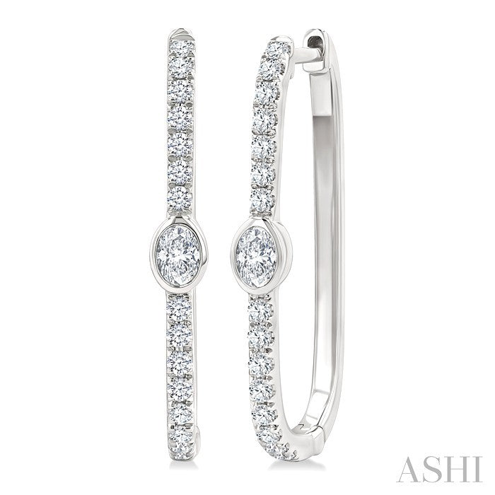 Oval Shape Diamond Fashion Hoop Earrings