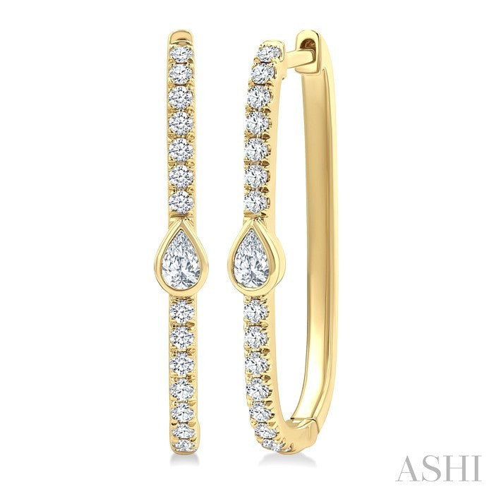 Pear Shape Diamond Fashion Hoop Earrings