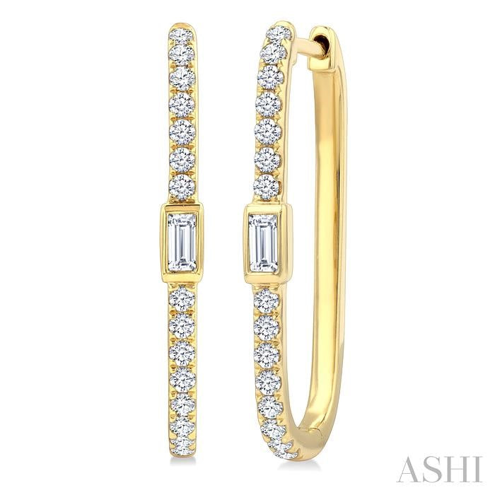 Rectangle Shape Diamond Fashion Hoop Earrings