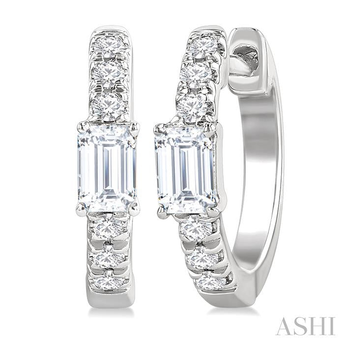 Emerald Shape Petite Diamond Fashion Huggie Earrings