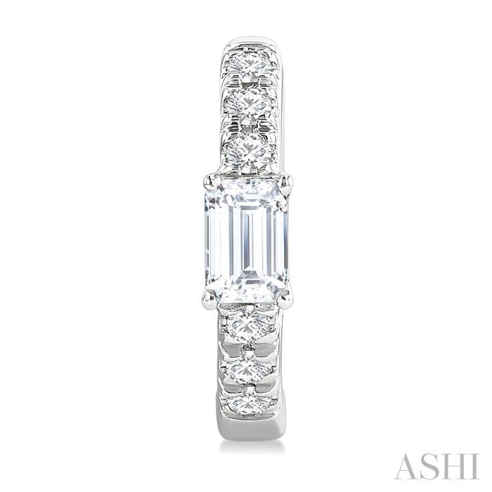 Emerald Shape Petite Diamond Fashion Huggie Earrings