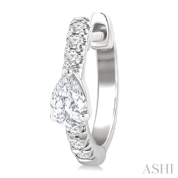 Pear Shape Petite Diamond Fashion Huggie Earrings