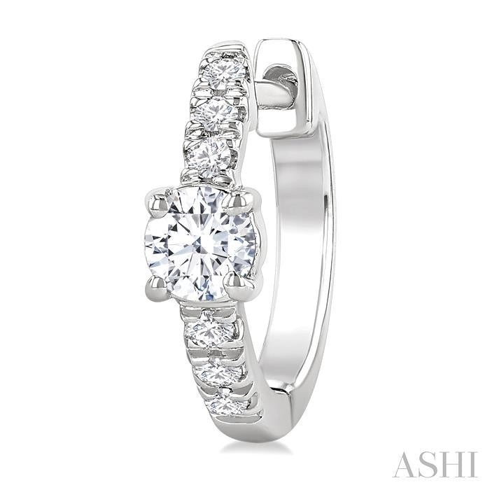 Round Shape Petite Diamond Fashion Huggie Earrings