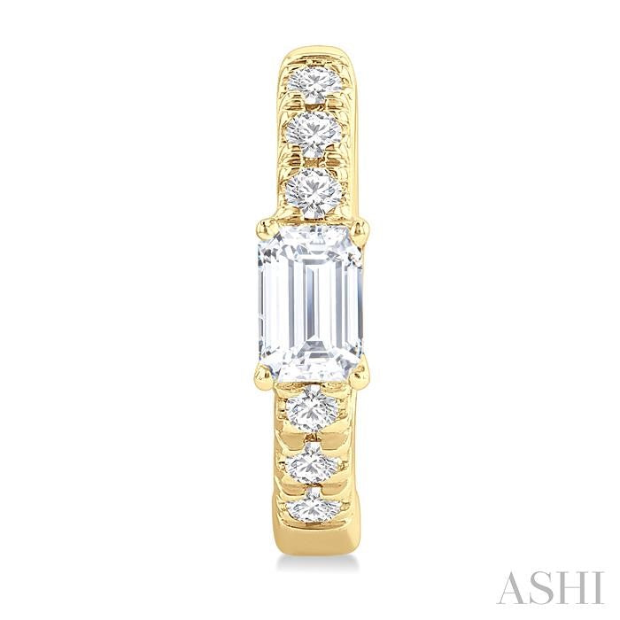 Emerald Shape Petite Diamond Fashion Huggie Earrings
