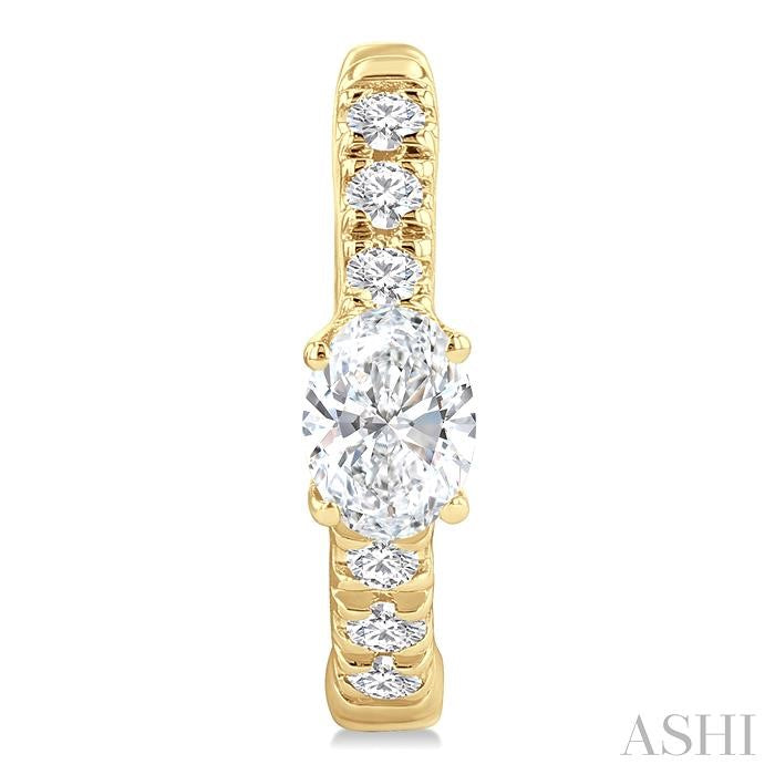 Oval Shape Petite Diamond Fashion Huggie Earrings