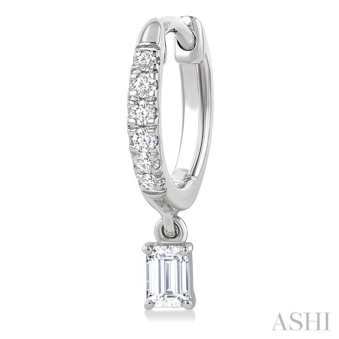 Emerald Shape Petite Diamond Fashion Huggie Earrings