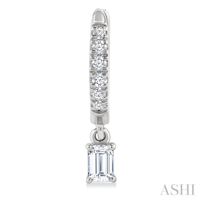 Emerald Shape Petite Diamond Fashion Huggie Earrings
