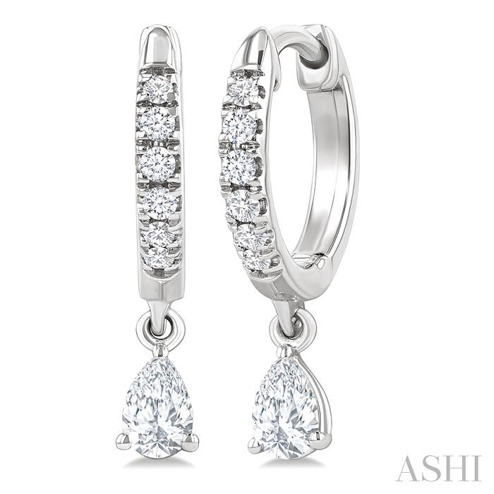 Pear Shape Petite Diamond Fashion Huggie Earrings