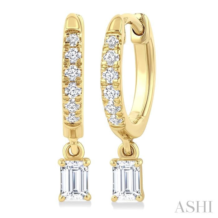 Emerald Shape Petite Diamond Fashion Huggie Earrings