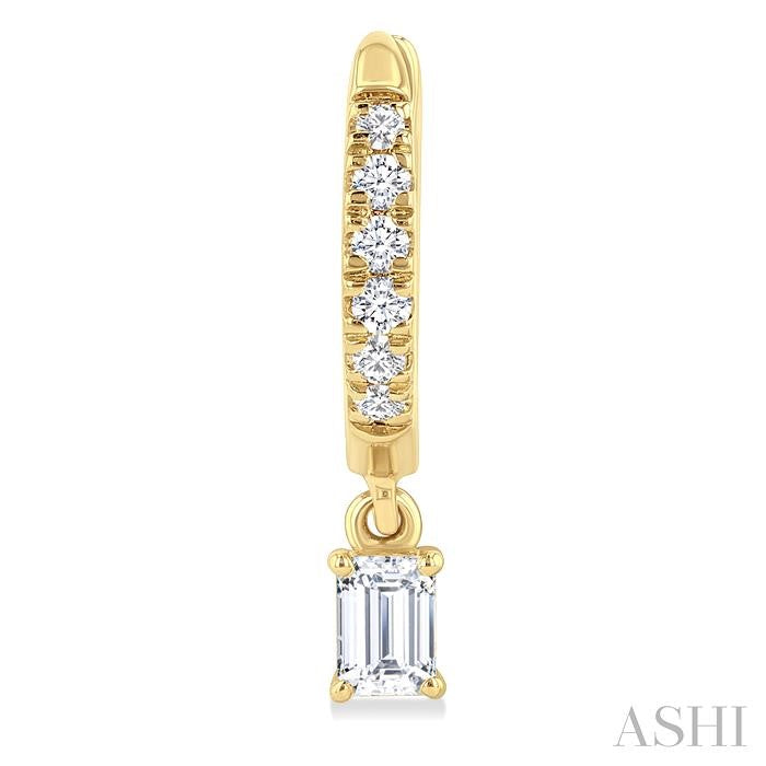 Emerald Shape Petite Diamond Fashion Huggie Earrings