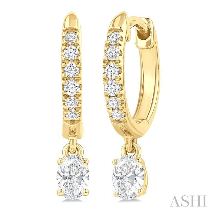 Oval Shape Petite Diamond Fashion Huggie Earrings