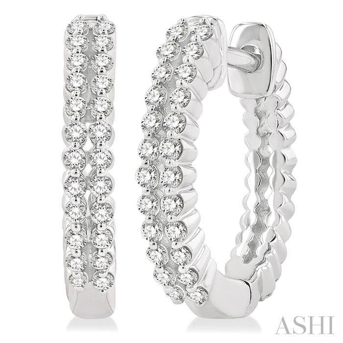 Two Row Petite Diamond Huggie Fashion Earrings