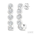 Bezel Set Petite Diamond Half Hoop Earrings