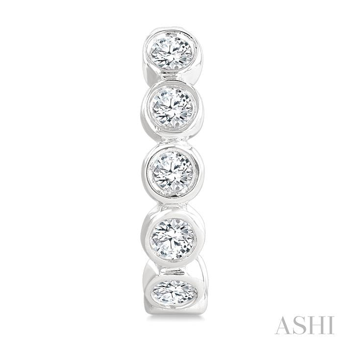 Bezel Set Petite Diamond Half Hoop Earrings