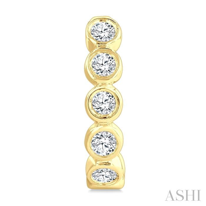 Bezel Set Petite Diamond Half Hoop Earrings