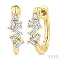 Scatter Baguette Diamond Petite Huggie Fashion Earrings