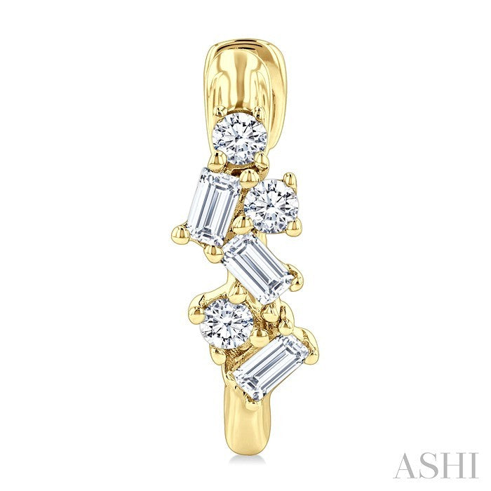 Scatter Baguette Diamond Petite Huggie Fashion Earrings