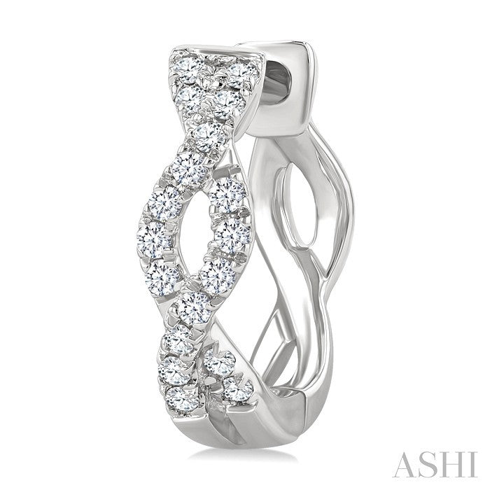 Swirl Petite Diamond Huggie Fashion Earrings