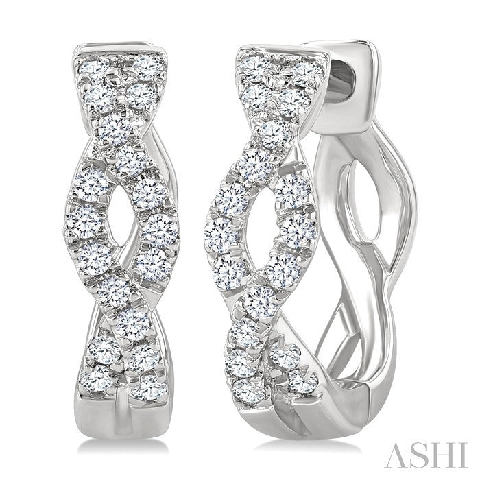 Swirl Petite Diamond Huggie Fashion Earrings