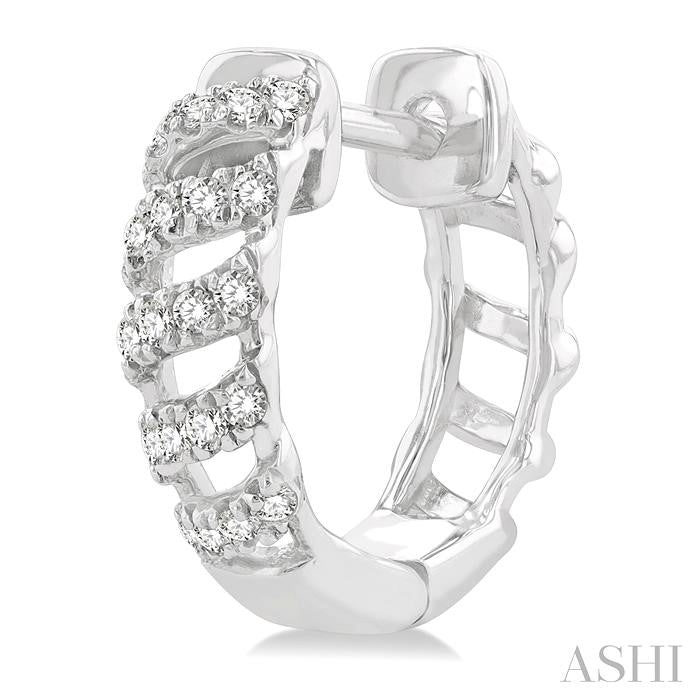 Swirl Petite Diamond Huggie Fashion Earrings