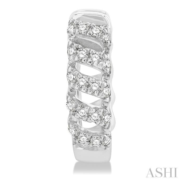 Swirl Petite Diamond Huggie Fashion Earrings