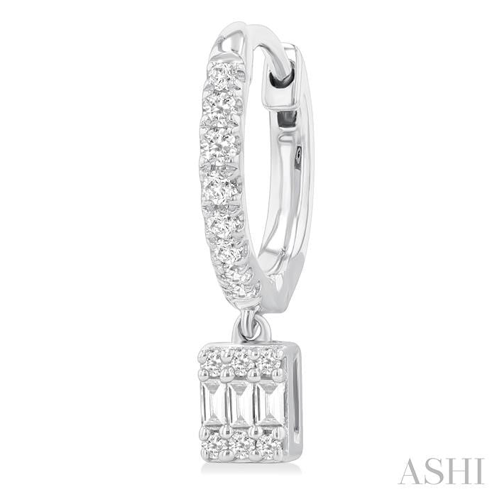 Rectangle Shape Fusion Petite Diamond Huggie Fashion Earrings