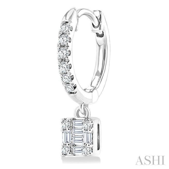 Square Shape Fusion Petite Diamond Huggie Fashion Earrings