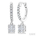 Square Shape Fusion Petite Diamond Huggie Fashion Earrings