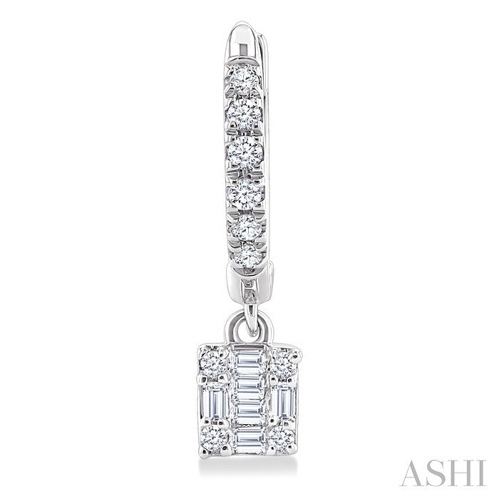 Square Shape Fusion Petite Diamond Huggie Fashion Earrings