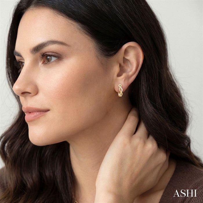 Twisted Petite Diamond Huggie Fashion Earrings