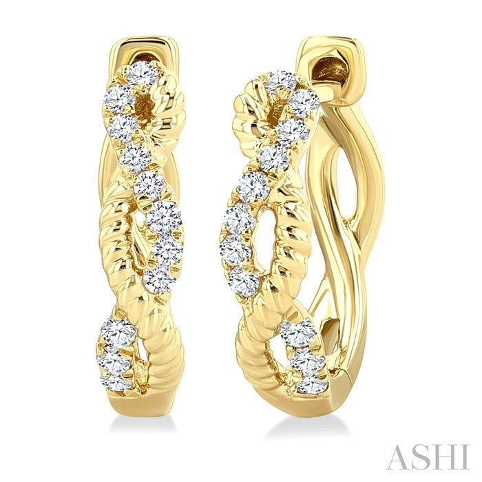 Twisted Petite Diamond Huggie Fashion Earrings