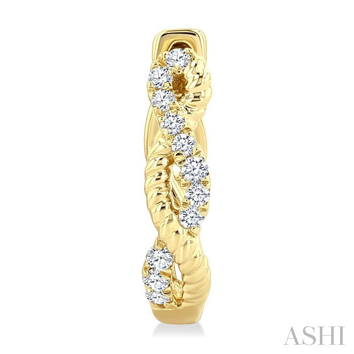 Twisted Petite Diamond Huggie Fashion Earrings
