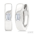 Emerald Shape Petite Prong Diamond Huggie Earrings