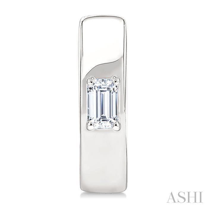 Emerald Shape Petite Prong Diamond Huggie Earrings
